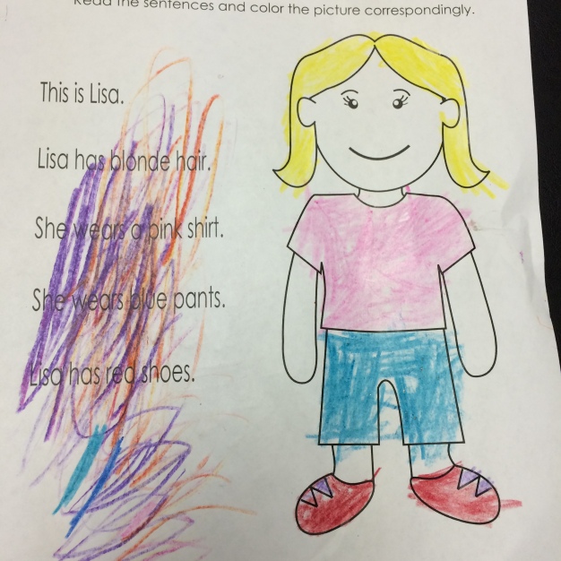 Reading comprehension. She was SO happy that Lisa has "yellow" hair.